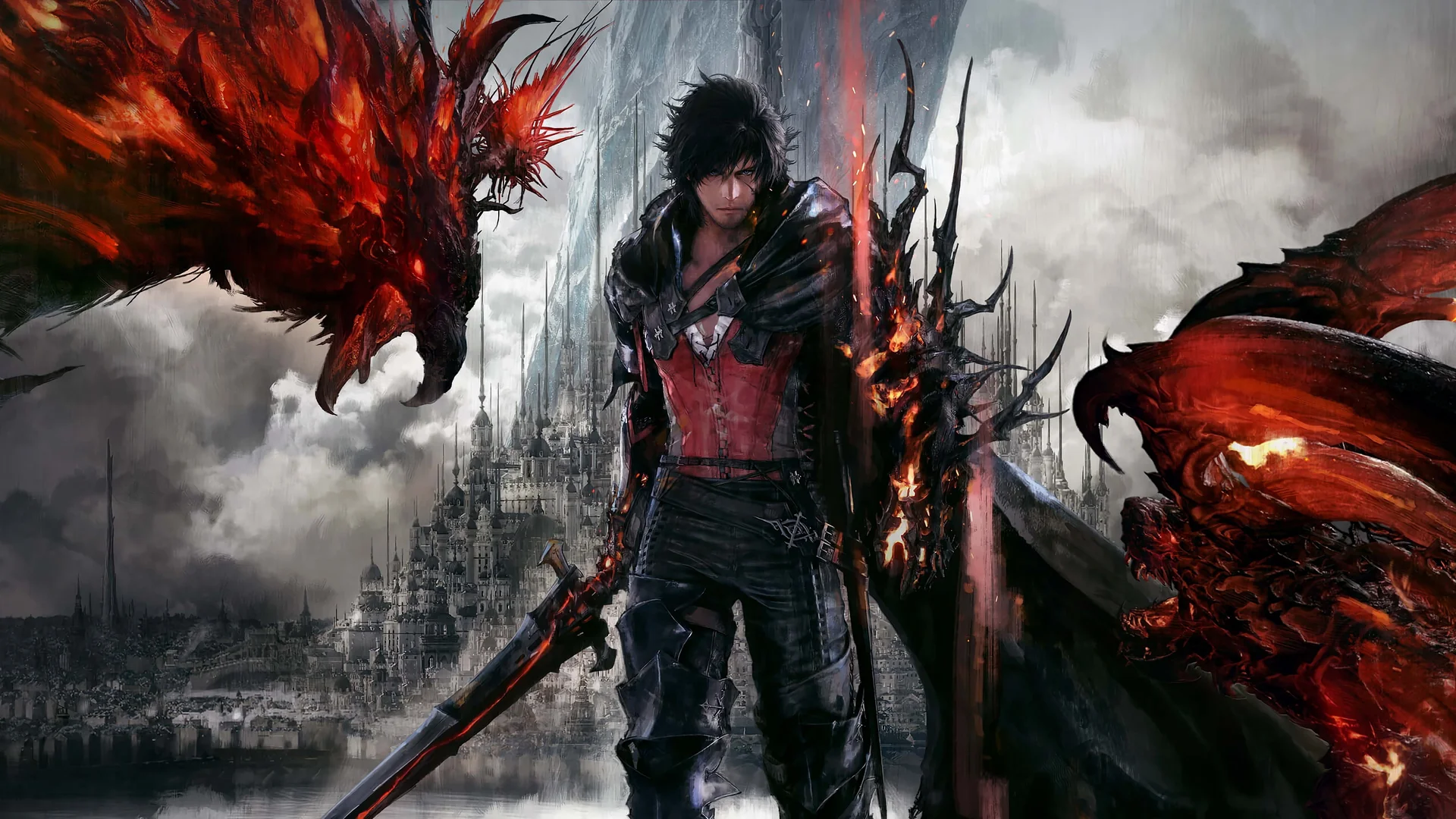 炎影降世，《最终幻想 16》克莱夫 4K 暗黑插画壁纸4K壁纸_4K游戏