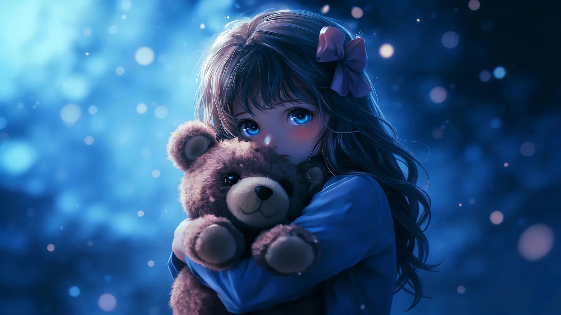 星夜暖拥，月夜萌宠 4K 治愈插画壁纸4K壁纸_4K动漫