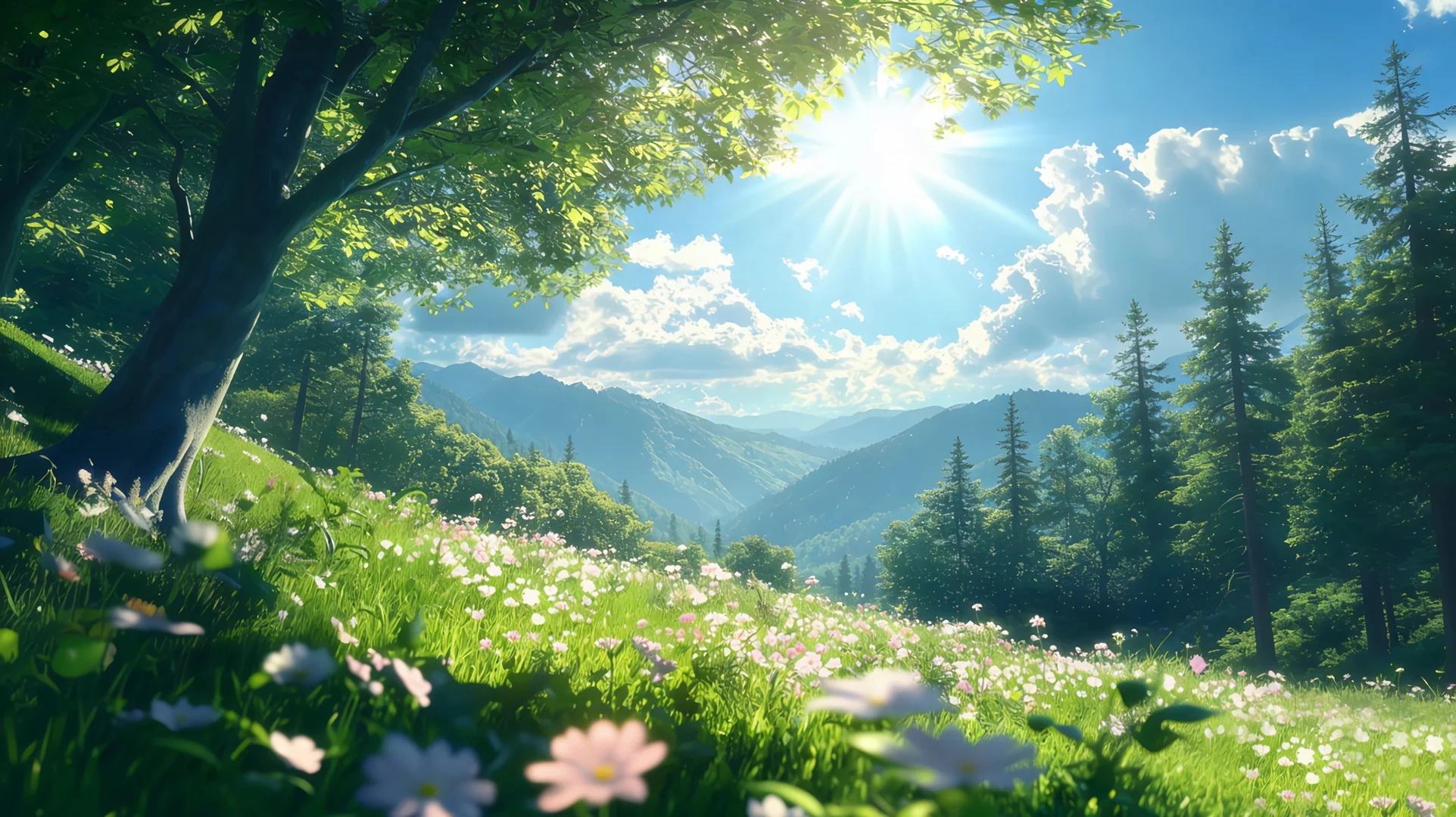 谷间漫野，森系山谷 4K 清新风光壁纸