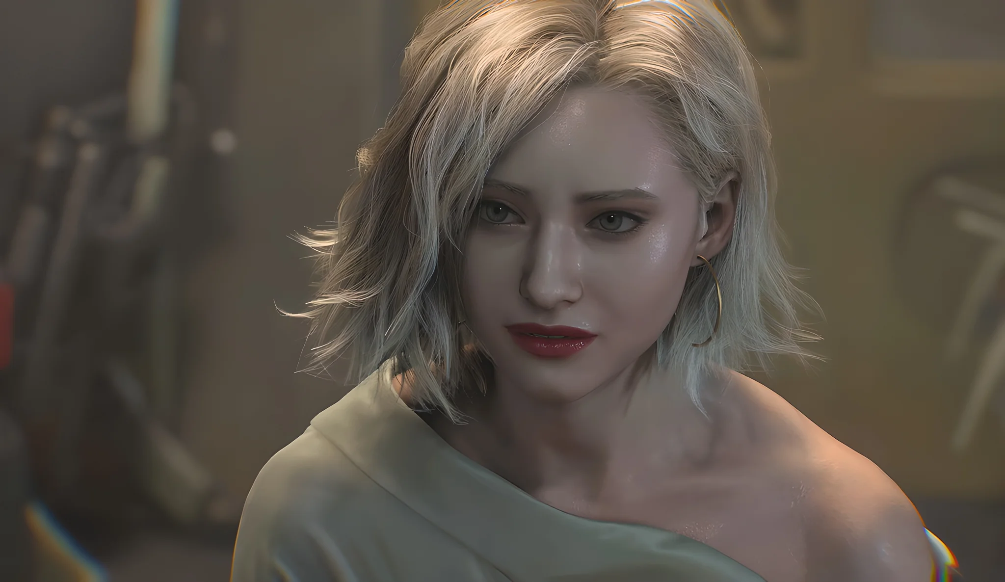 生化危机格蕾丝冷调银影，银发女子 4K 写实氛围感插画壁纸4K壁纸_4K游戏