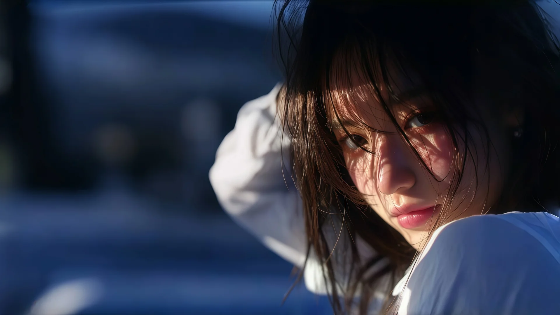 金缕碎光，逆光少女 4K 治愈系写真壁纸