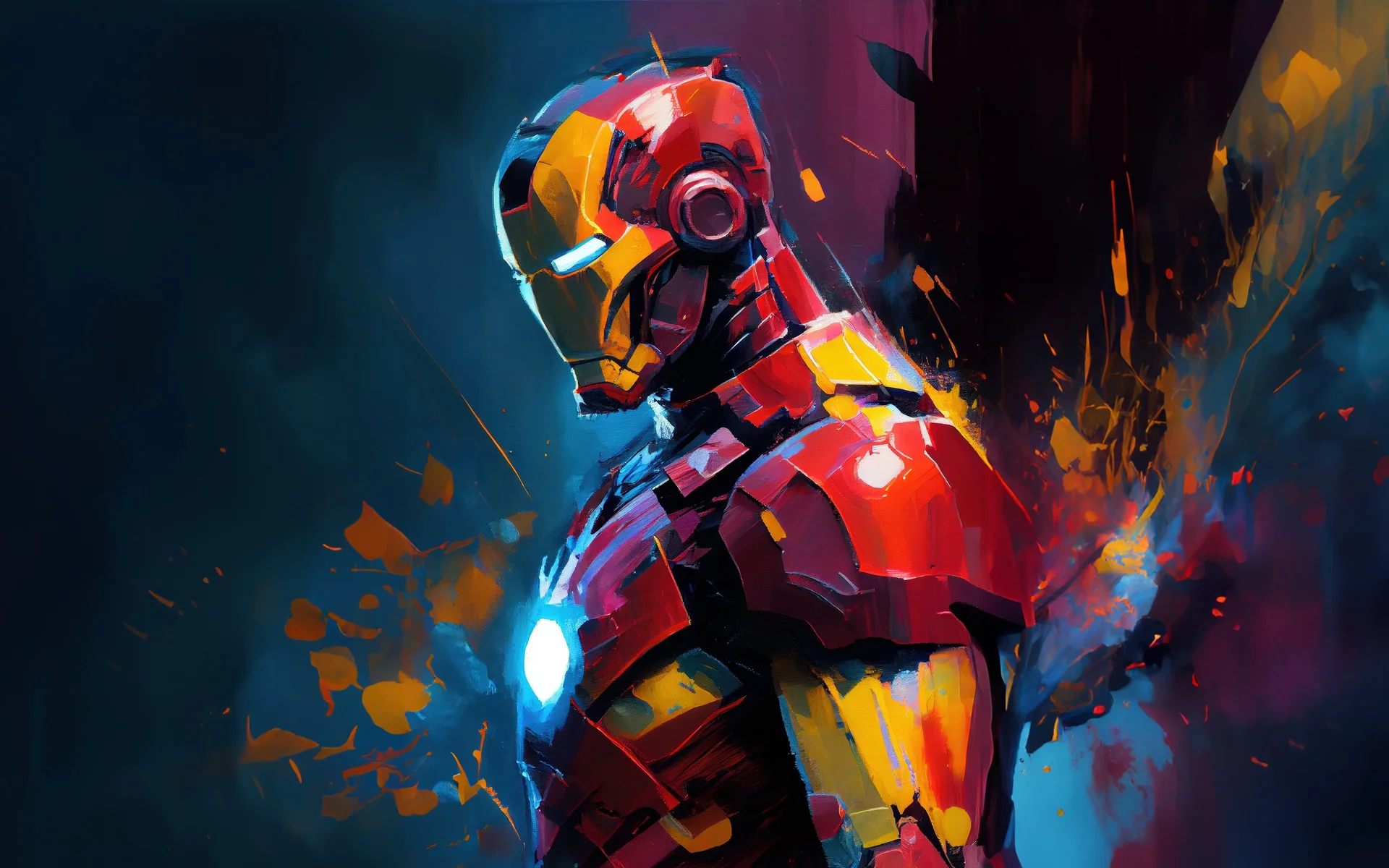 战甲燃魂，钢铁侠油画风 4K 漫威插画壁纸4K壁纸_4K壁纸