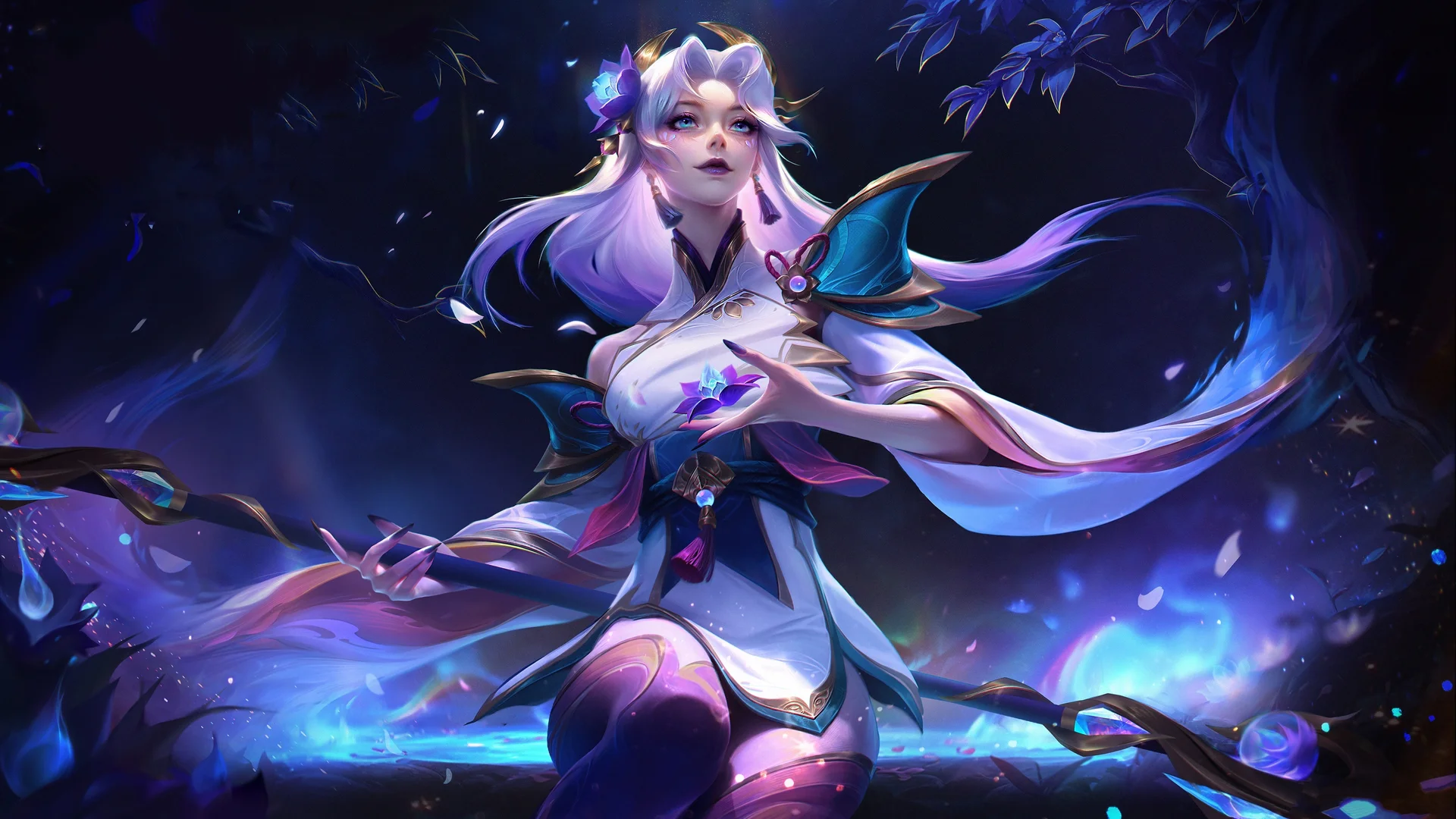 莲华幽梦，英雄联盟莲花之令卡尔玛 4K 皮肤插画壁纸