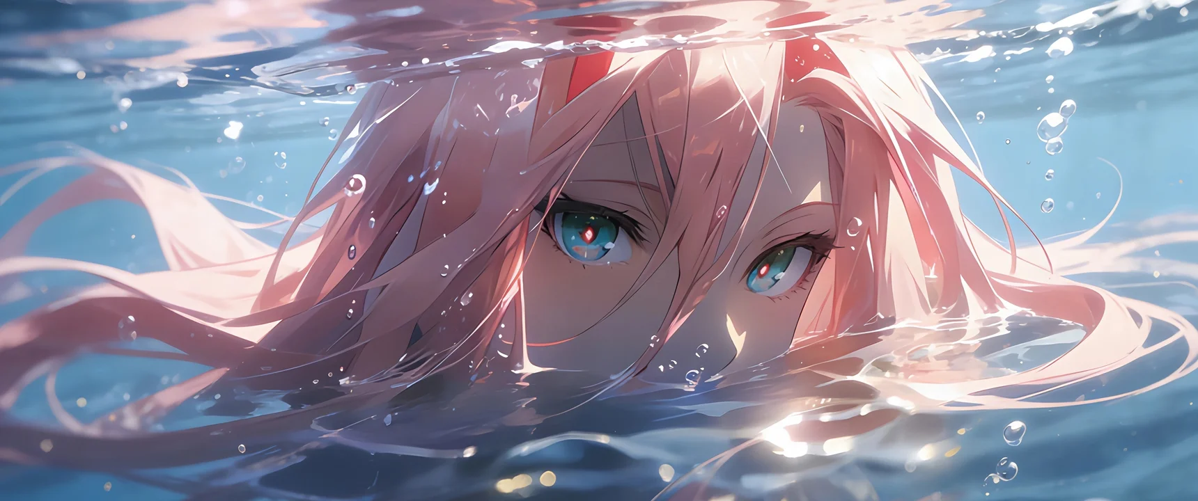 水色绯瞳，02 水下视角 4K 动漫插画壁纸4K壁纸_4K动漫