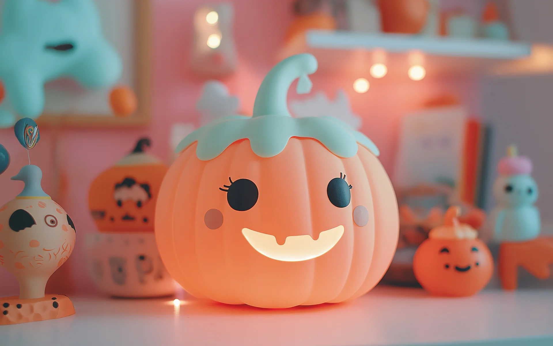 软萌南瓜灯，可爱南瓜灯 4K 摄影壁纸