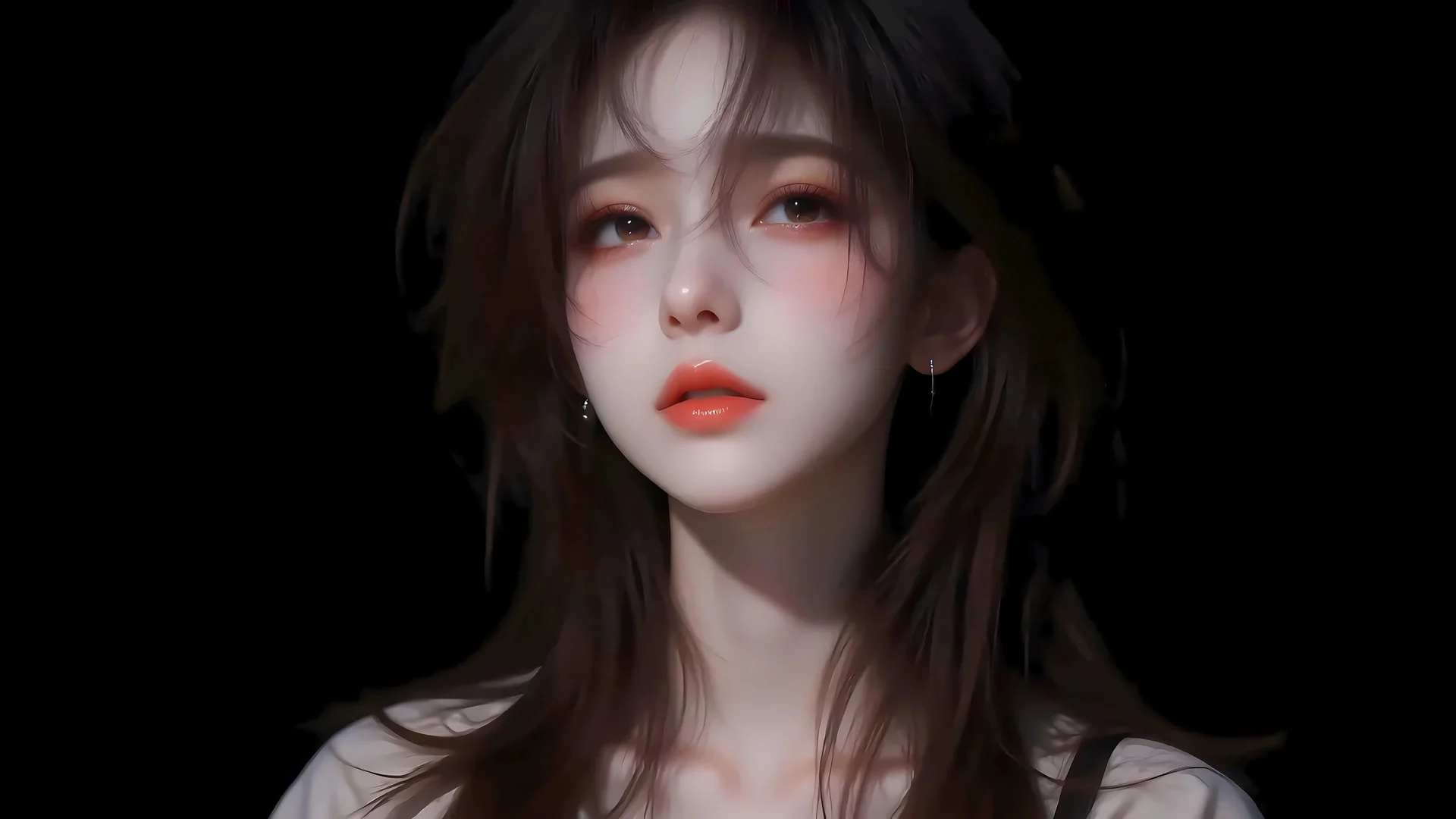 粉雾甜颜，甜系少女 4K 虚拟人像插画壁纸