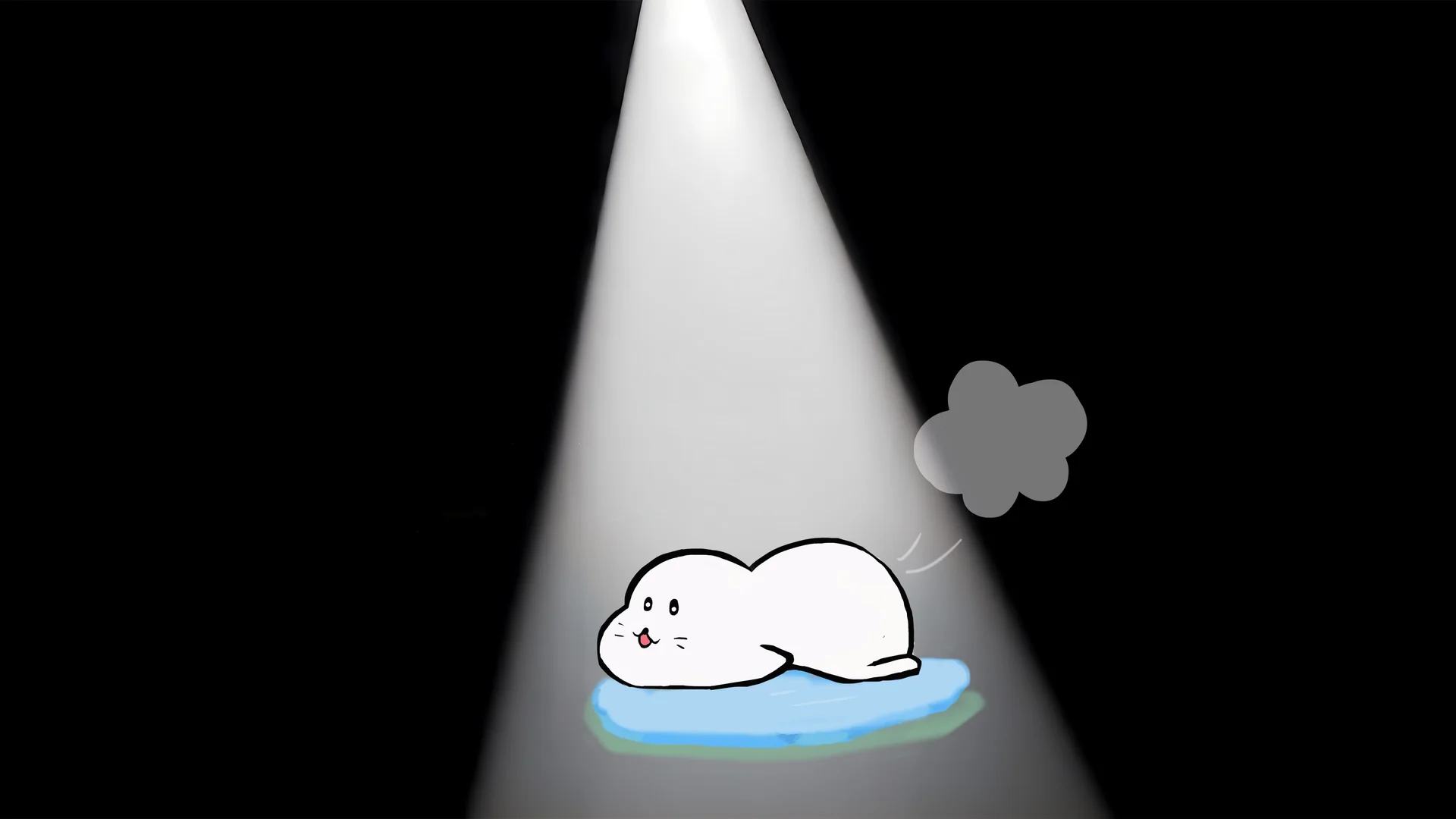 聚光萌崽，聚光灯小海豹 4K 插画壁纸