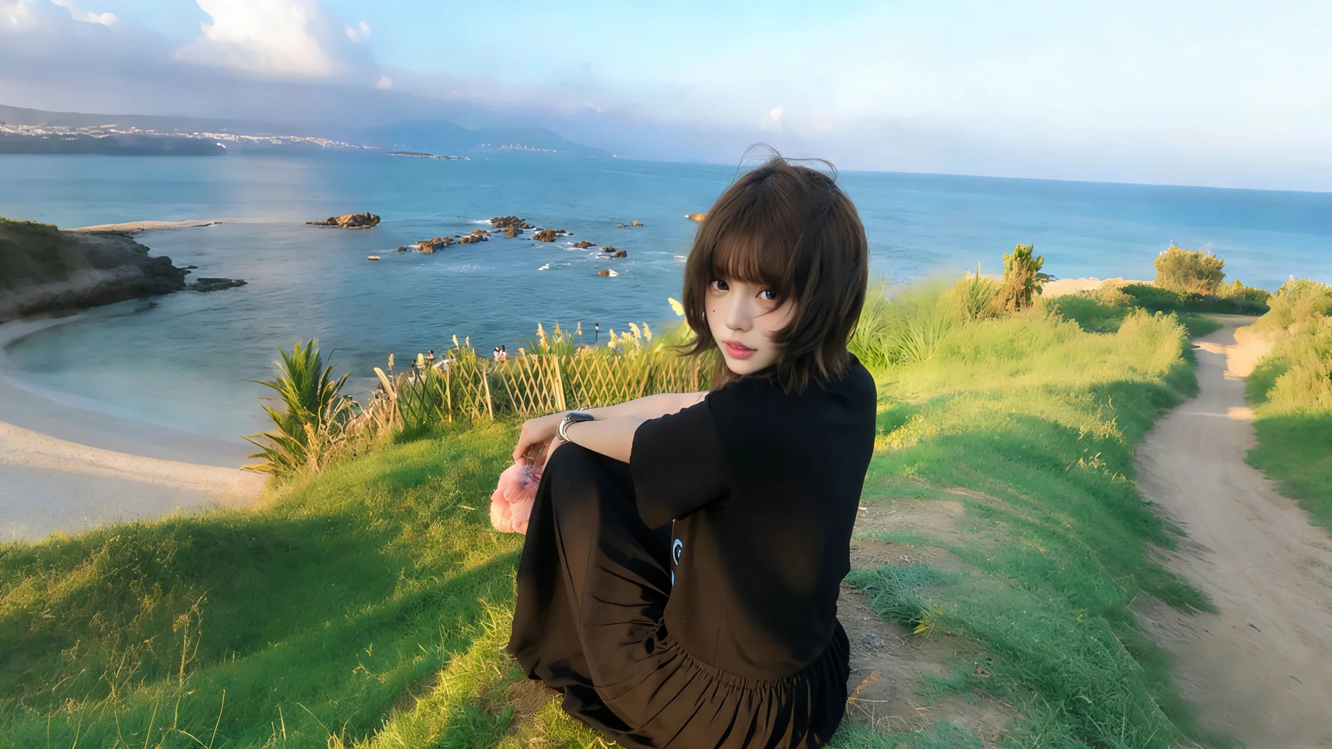 海风吹拂,海边少女 4K 写真壁纸4K壁纸_4K人物