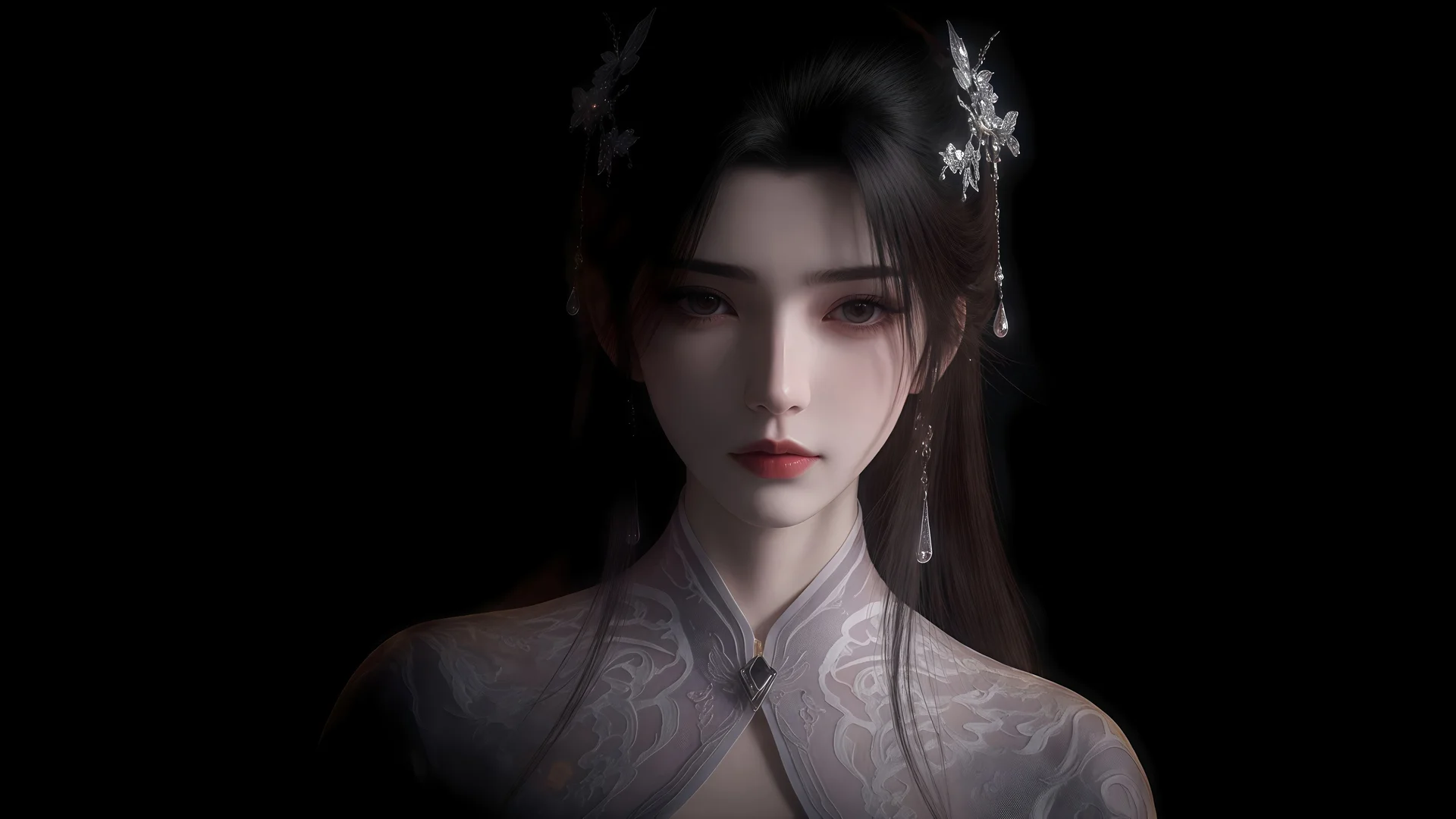 李慕婉墨韵清颜，古风银发女子 4K 虚拟人壁纸4K壁纸_4K动漫