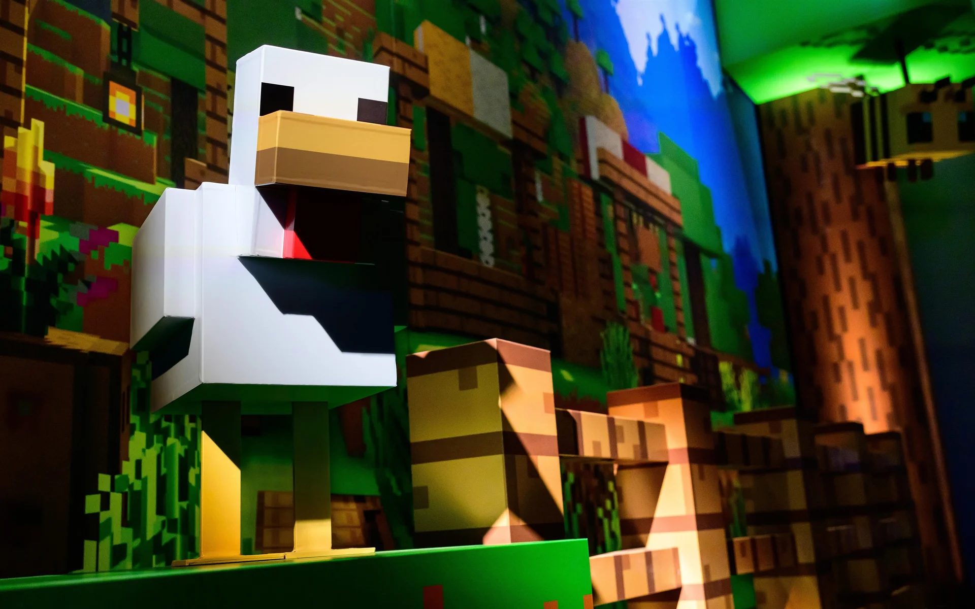 方块萌禽，《我的世界》鸡实体 4K 模型壁纸