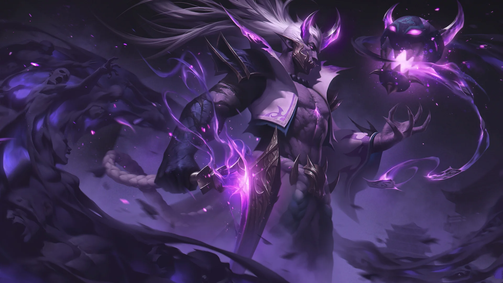 紫焰冥魂，《英雄联盟》恶魔主题 4K 插画壁纸